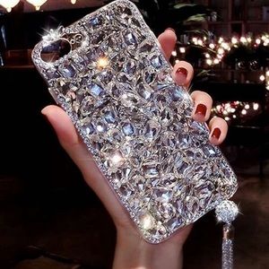 BLING!! 3D Apple IPhone 14 Plus Silver Large Rhinestone Gems Case